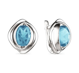 Серебряные cерьги классические с топазом