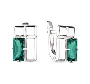 Серебряные cерьги классические с турмалином