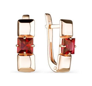 Золотые cерьги с гранатом