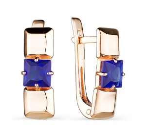 Золотые cерьги с корундом