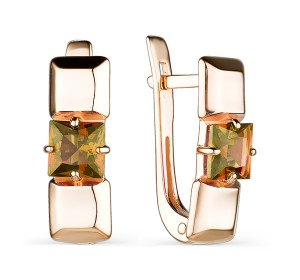 Золотые cерьги с султанитом