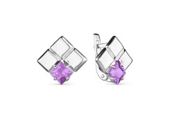 Серебряные cерьги классические с аметистом