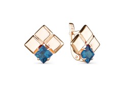 Золотые cерьги классические с лондон топазом