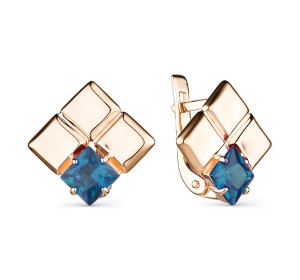 Золотые cерьги классические с лондон топазом