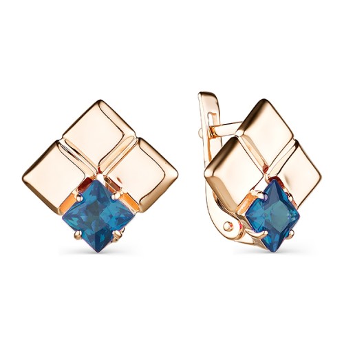 Золотые cерьги классические с лондон топазом