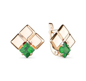 Золотые cерьги классические с хризопразом