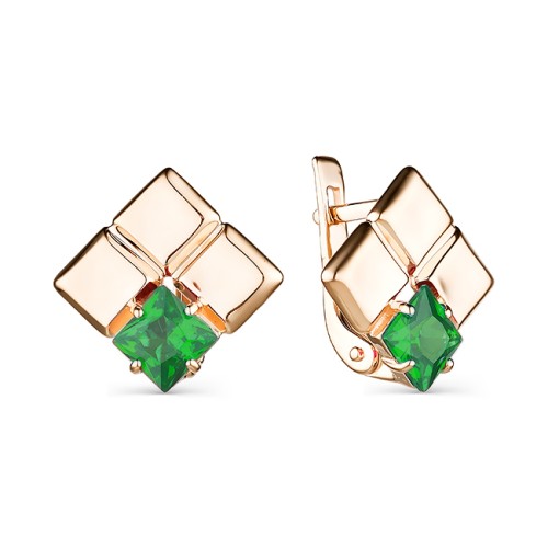 Золотые cерьги классические с хризопразом