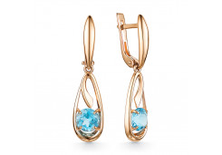 Золотые cерьги висячие с топазом