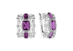 Серебряные cерьги классические с аметистом