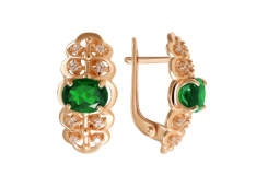 Золотые cерьги классические с хризопразом