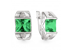 Серебряные cерьги с изумрудом