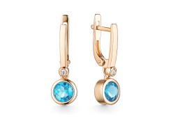 Золотые cерьги висячие с топазом