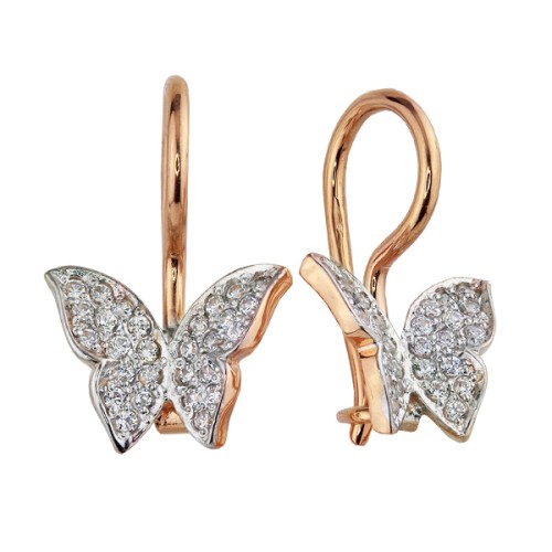 Золотые cерьги классические с фианитом