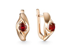 Золотые cерьги с гранатом