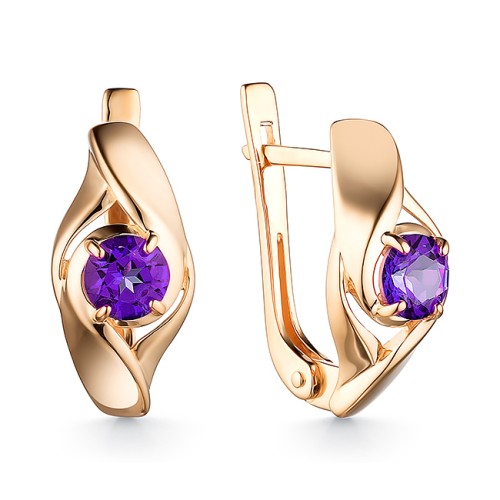 Золотые cерьги с танзанитом