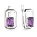 Серебряные cерьги классические с аметистом