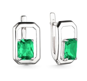 Серебряные cерьги классические с хризопразом