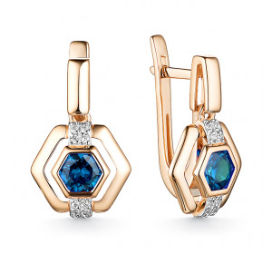 Золотые cерьги висячие с лондон топазом