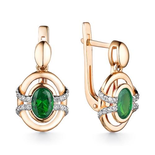 Золотые cерьги висячие с хризопразом