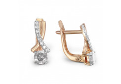 Золотые cерьги классические с фианитом