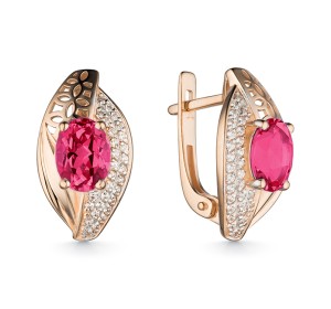 Золотые cерьги классические с топазом