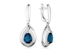 Серебряные cерьги висячие с лондон топазом