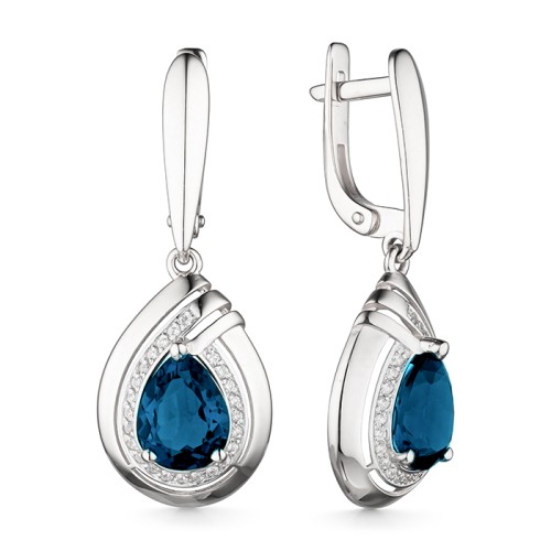 Серебряные cерьги висячие с лондон топазом