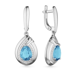 Серебряные cерьги висячие с топазом