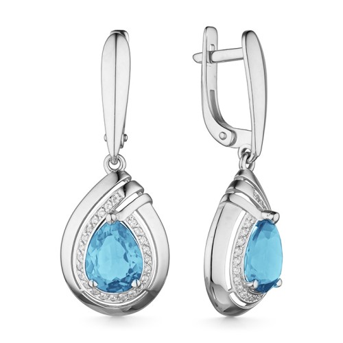 Серебряные cерьги висячие с топазом