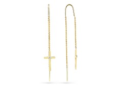 Серьги классические из желтого золота с фианитом