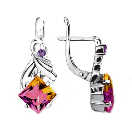 Серебряные cерьги классические с полудрагоценными камнями