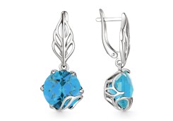 Серебряные cерьги висячие с топазом