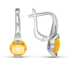 Серебряные cерьги с цитрином