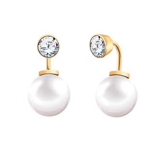 Золотые cерьги пусеты (гвоздики) с жемчугом