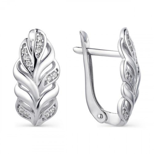 Серебряные cерьги классические с фианитом