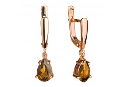 Золотые cерьги висячие с ситаллом