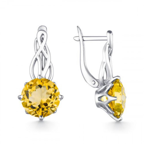 Серебряные cерьги с цитрином