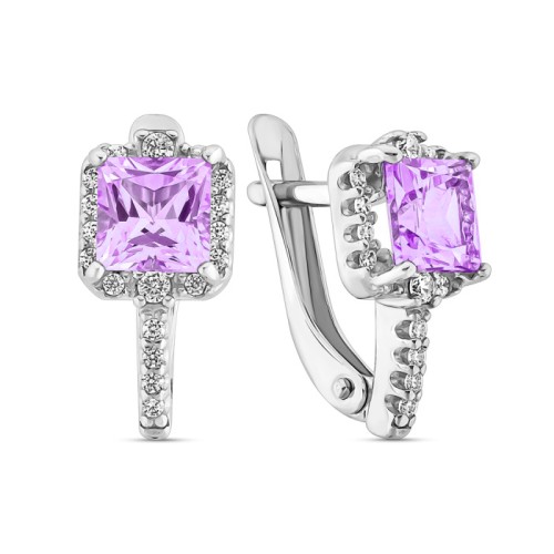 Серебряные cерьги с аметистом