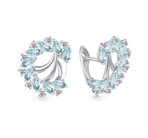 Серебряные cерьги классические с топазом