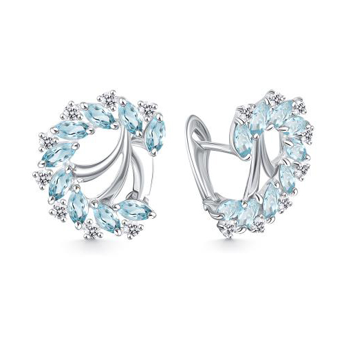 Серебряные cерьги классические с топазом