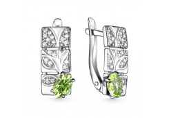 Серебряные cерьги классические с хризолитом