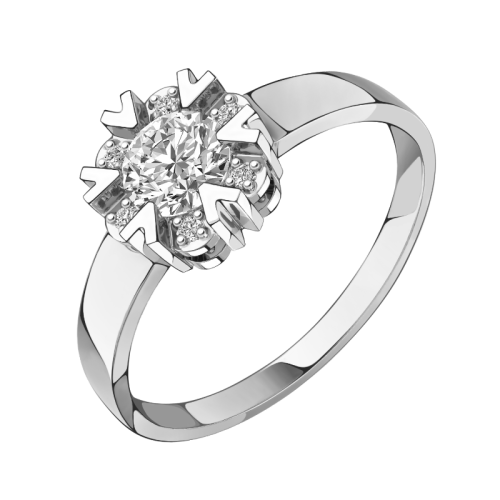 Кольцо из белого золота с фианитом