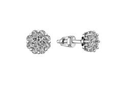 Серьги пусеты (гвоздики) из белого золота с фианитом