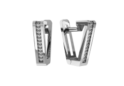 Серьги из белого золота с фианитом