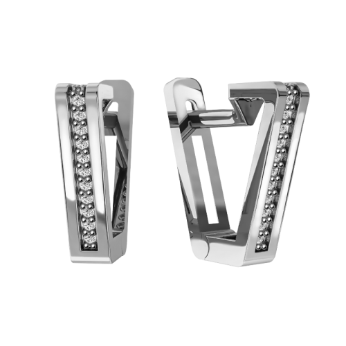 Серьги из белого золота с фианитом