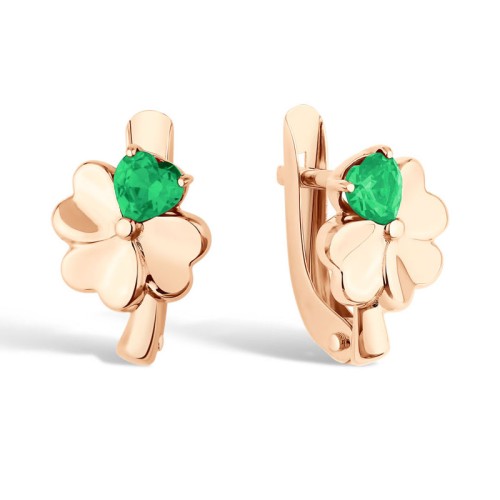 Золотые cерьги классические с фианитом