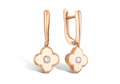 Золотые cерьги висячие с фианитом