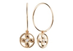 Золотые cерьги конго с фианитом