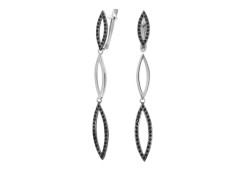 Серебряные cерьги висячие с фианитом