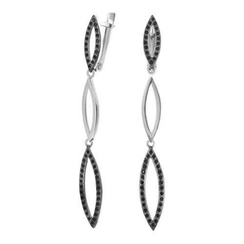 Серебряные cерьги висячие с фианитом